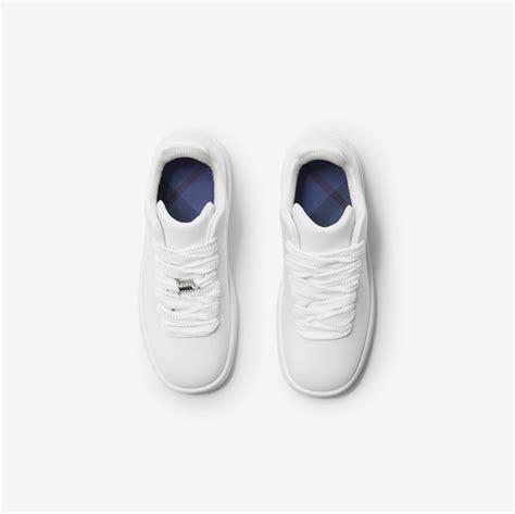 burberry white teeth sneakers|Leather Box Sneakers in White .